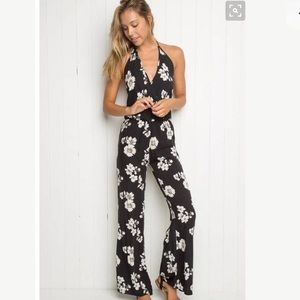 Brandy Melville Floral Halter Jumpsuit